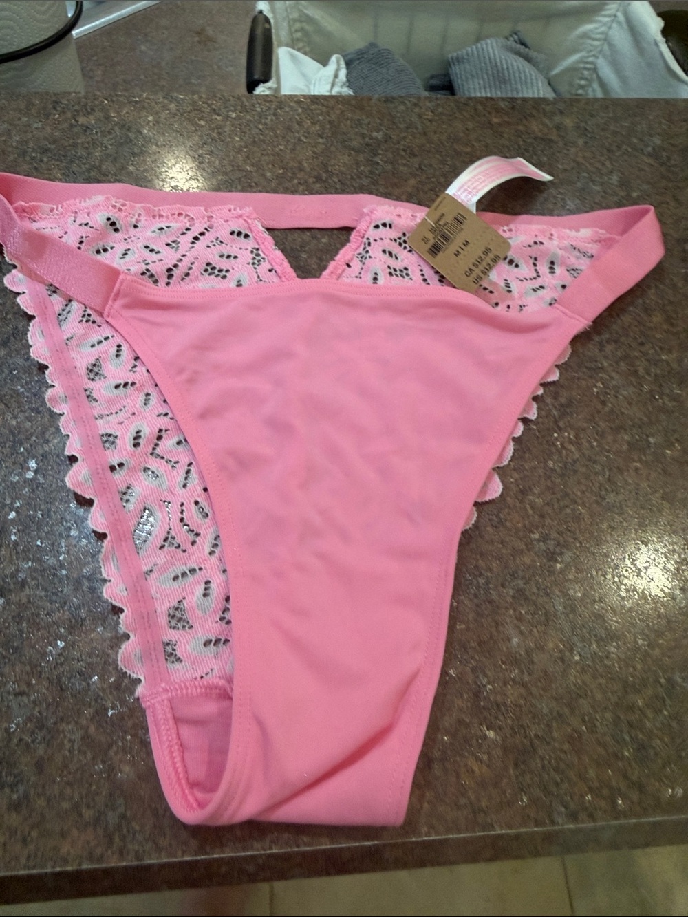 5/$25.00 Pink Victoria secret  Pink Lace-Trim panties medium nwt new